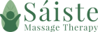 Logo of a green sage leaf, figurine outline and Sáiste Massage Therapy